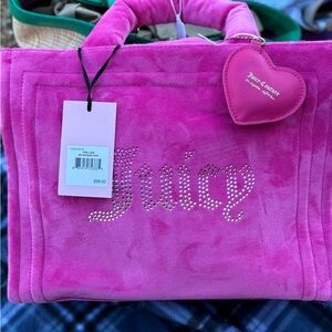 Juicy Couture Free Love Big Splendor Large Pink Velvet Tote Bag BNWT